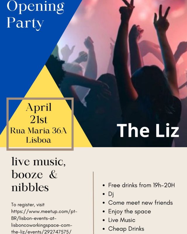 Opening party tomorrow ! Free drinks from 19h until 20h. To register: https://meetu.ps/e/M20D3/x2z2L/i #minhalisboasecreta #lisbondigitalnomads #eventspacelisbon #lisbonevents #eventsinlisbon #theliz #lisbon #lisboa #coworkinglisbon #venuelisbon #coworkinglisboa #coworkingspace #crewhassan #mariafoodhub #graca #anjos #anjoslisbon #lisbonlovers#retrogusto84#placetoworklisbon# #secondhomelisbon #weworklisbon #avilaspaces #cowork #lacscreators #eventoslisboa #lisbonevents #festaslisboa